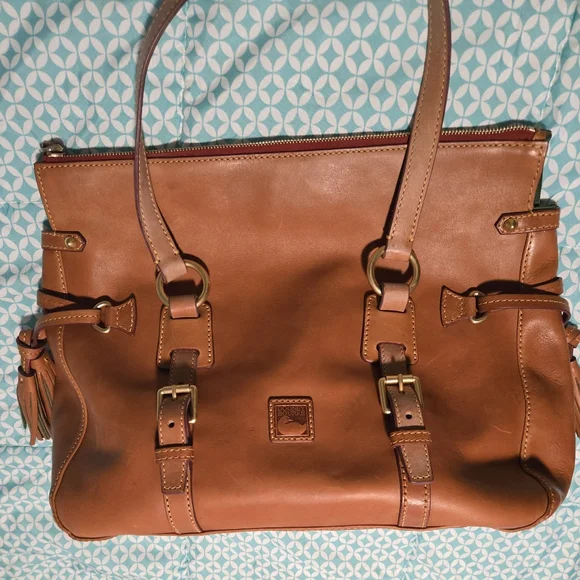 Dooney & Bourke Double Pocket Florentine Satchel - Natural - Picture 6 of 17